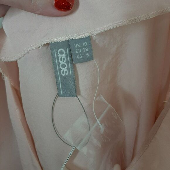 ASOS Tall Asymmetrical Ruffle Top with Button Accents sz 6 NWT - Picture 4 of 6